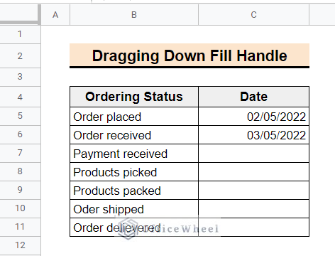 filling two consecutive cells with dates
