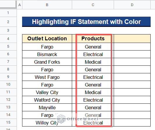 Inserting Products in Column C
