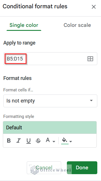 Showing Conditional Format Rules Window